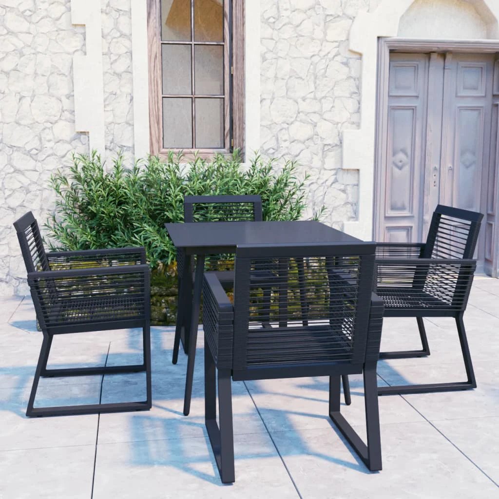 vidaXL vidaXL 3 Piece Outdoor Dining Set PVC Rattan Black - Garden Set
