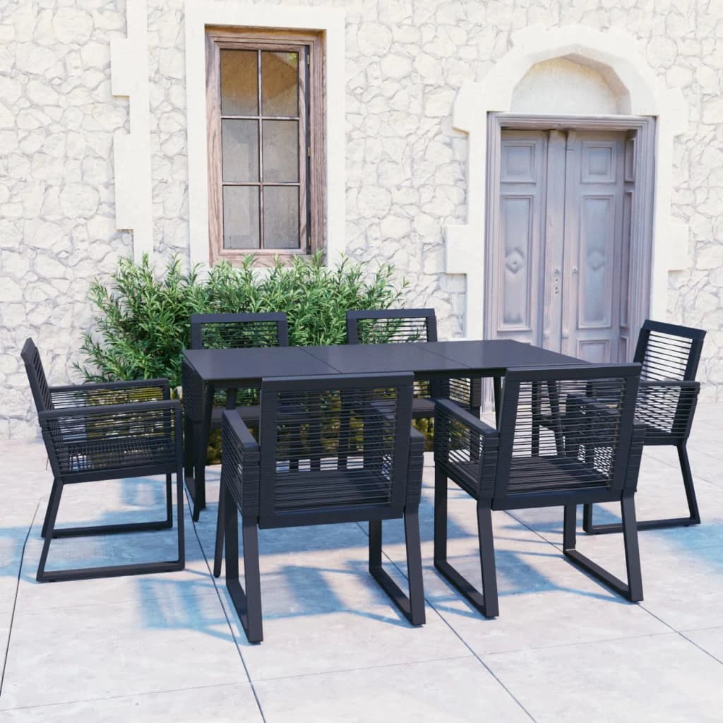 vidaXL vidaXL 3 Piece Outdoor Dining Set PVC Rattan Black - Garden Set