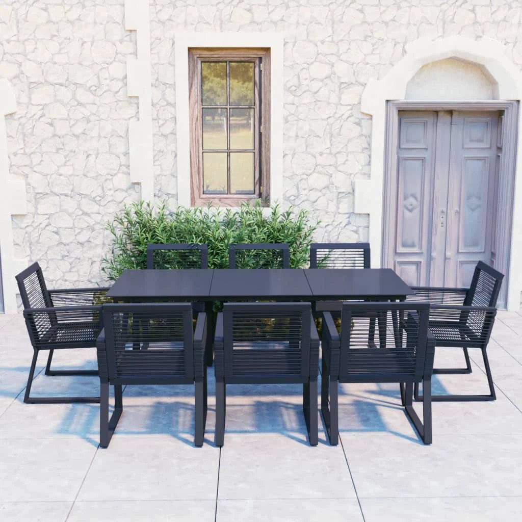 vidaXL vidaXL 3 Piece Outdoor Dining Set PVC Rattan Black - Garden Set