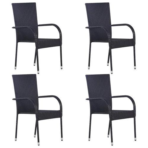 vidaXL vidaXL 5 Piece Garden Dining Set with Solid Acacia Wood Table and Weather-Resistant Rattan Chairs for Outdoor Entertaining - Garden Set