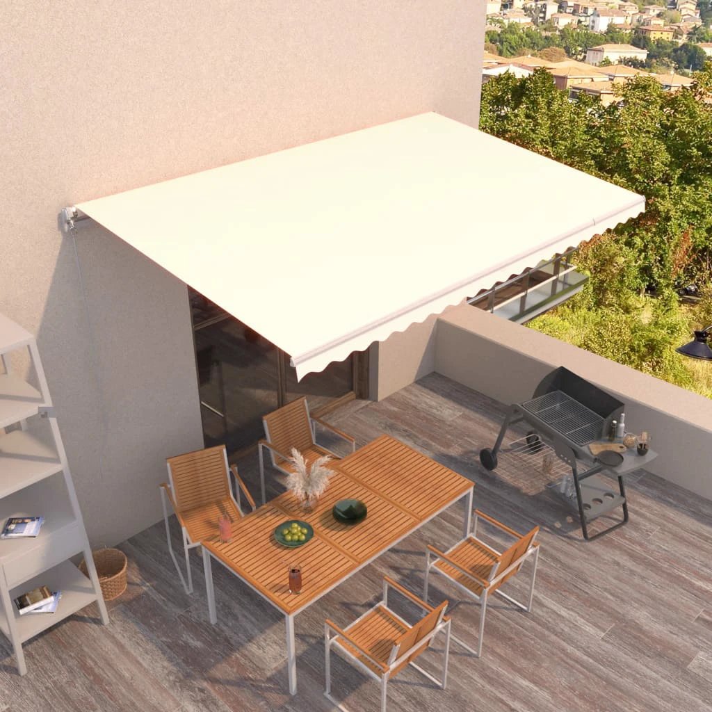 VidaXL Manual Retractable Awning 400x350 Burgundy UV Resistant Patio Shade For Outdoors by vidaXL