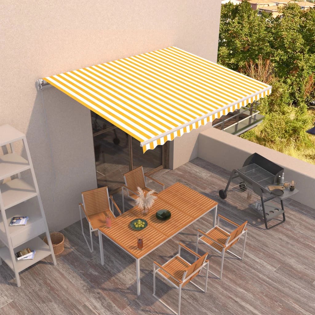 VidaXL Manual Retractable Awning 400x350 Burgundy UV Resistant Patio Shade For Outdoors by vidaXL