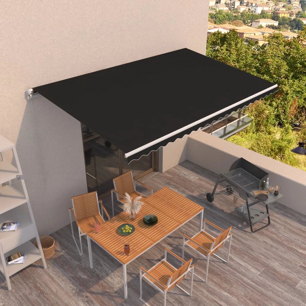vidaXL VidaXL Manual Retractable Awning 400x350 Burgundy UV Resistant Patio Shade For Outdoors - Cover