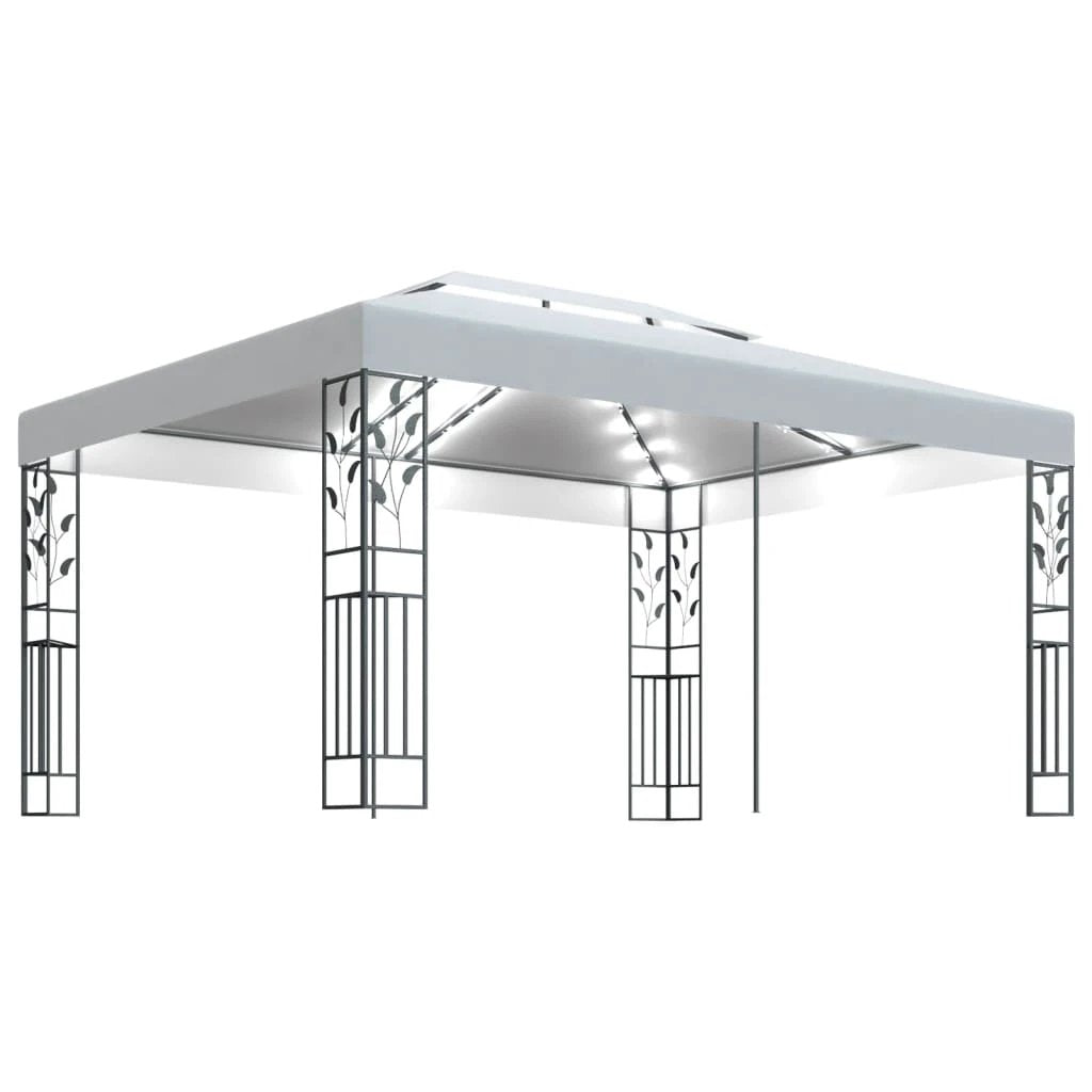vidaXL vidaXL Gazebo with Double Roof&LED String Lights 3x4 m White - Gazebos