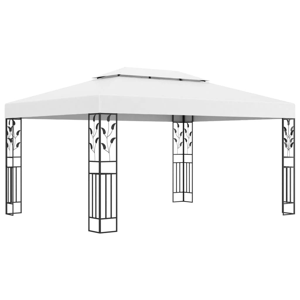 vidaXL vidaXL Gazebo with Double Roof&LED String Lights 3x4 m White - Gazebos