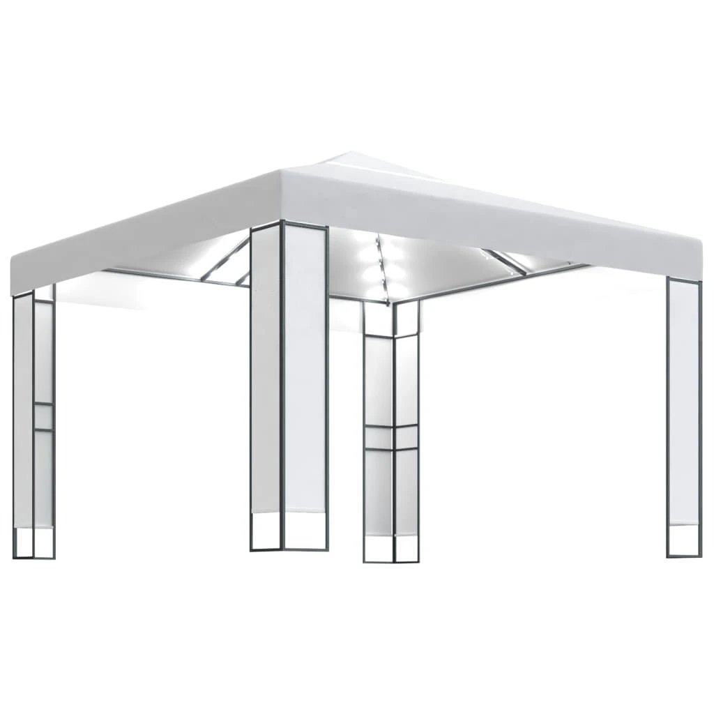 vidaXL vidaXL Gazebo with Double Roof&LED String Lights 3x3 m White - Uncategorized Gazebos