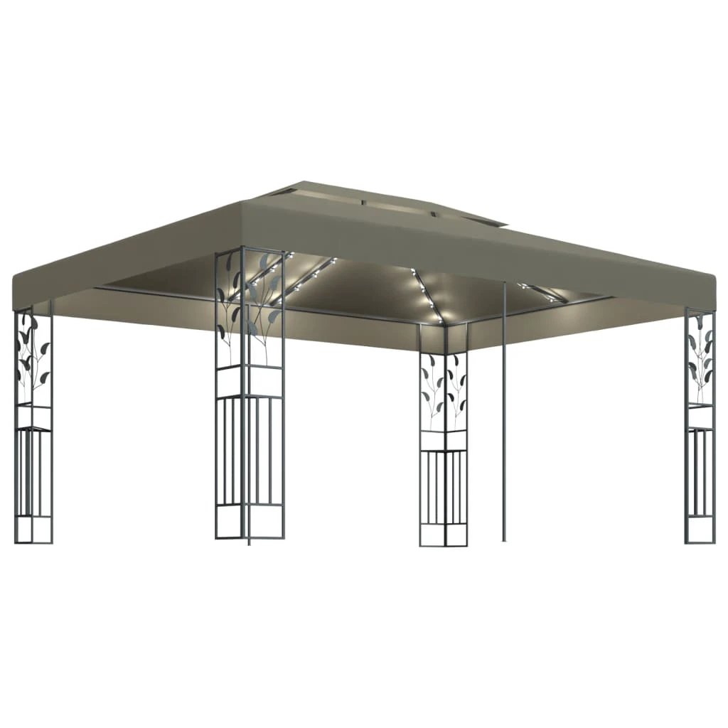 vidaXL Gazebo with Double Roof&LED String Lights 3x4 m White by vidaXL