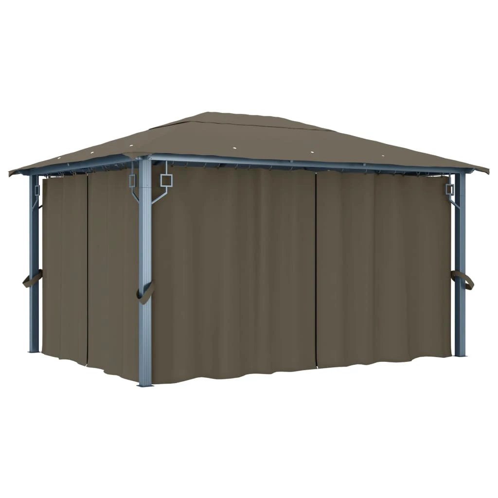 vidaXL vidaXL Gazebo with Curtain&LED String Lights 3x3 m Cream Aluminium - Gazebos