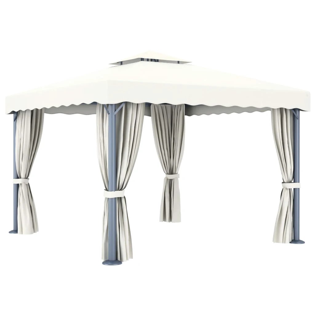 vidaXL vidaXL Gazebo with Curtain&LED String Lights 3x3 m Cream White - Gazebos