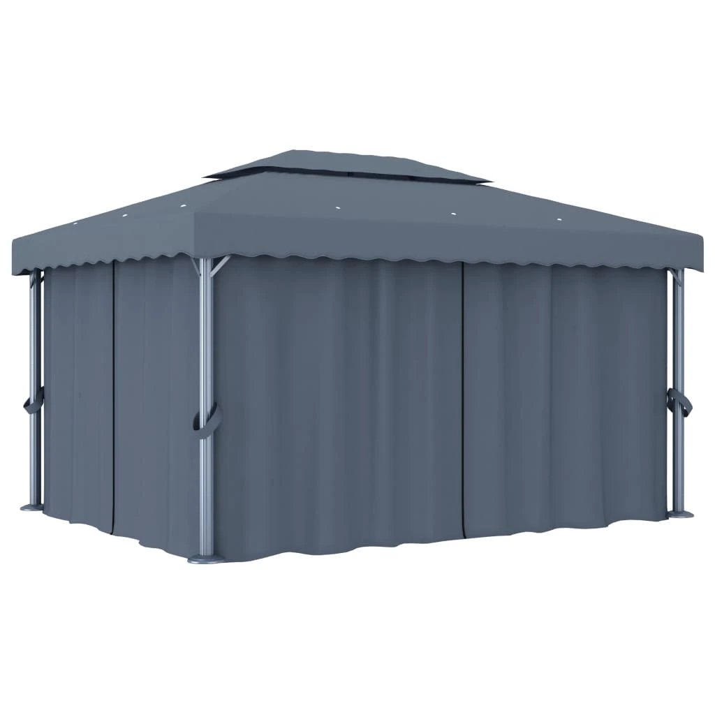 vidaXL Gazebo with Curtain&LED String Lights 3x3 m Cream White by vidaXL