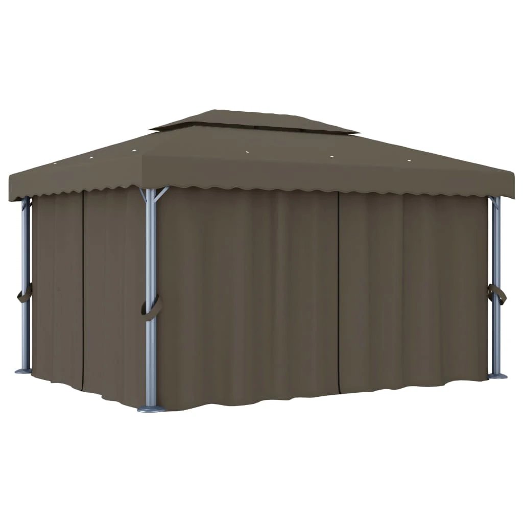 vidaXL vidaXL Gazebo with Curtain&LED String Lights 3x3 m Cream White - Gazebos