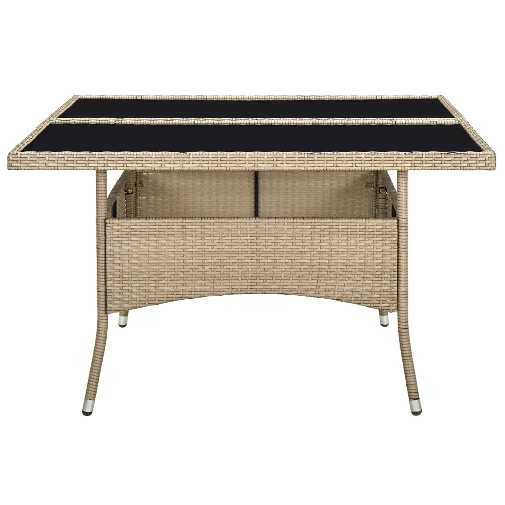 vidaXL vidaXL Outdoor Dining Table Black Poly Rattan and Solid Acacia Wood - Garden Table