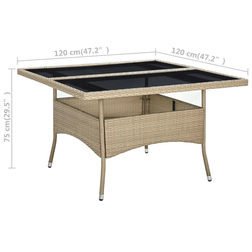 vidaXL vidaXL Outdoor Dining Table Black Poly Rattan and Solid Acacia Wood - Garden Table