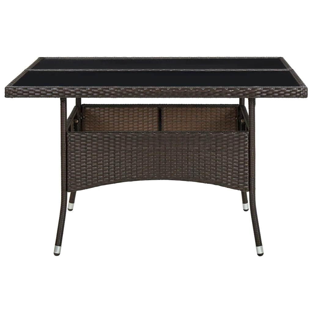 vidaXL vidaXL Outdoor Dining Table Black Poly Rattan and Solid Acacia Wood - Garden Table