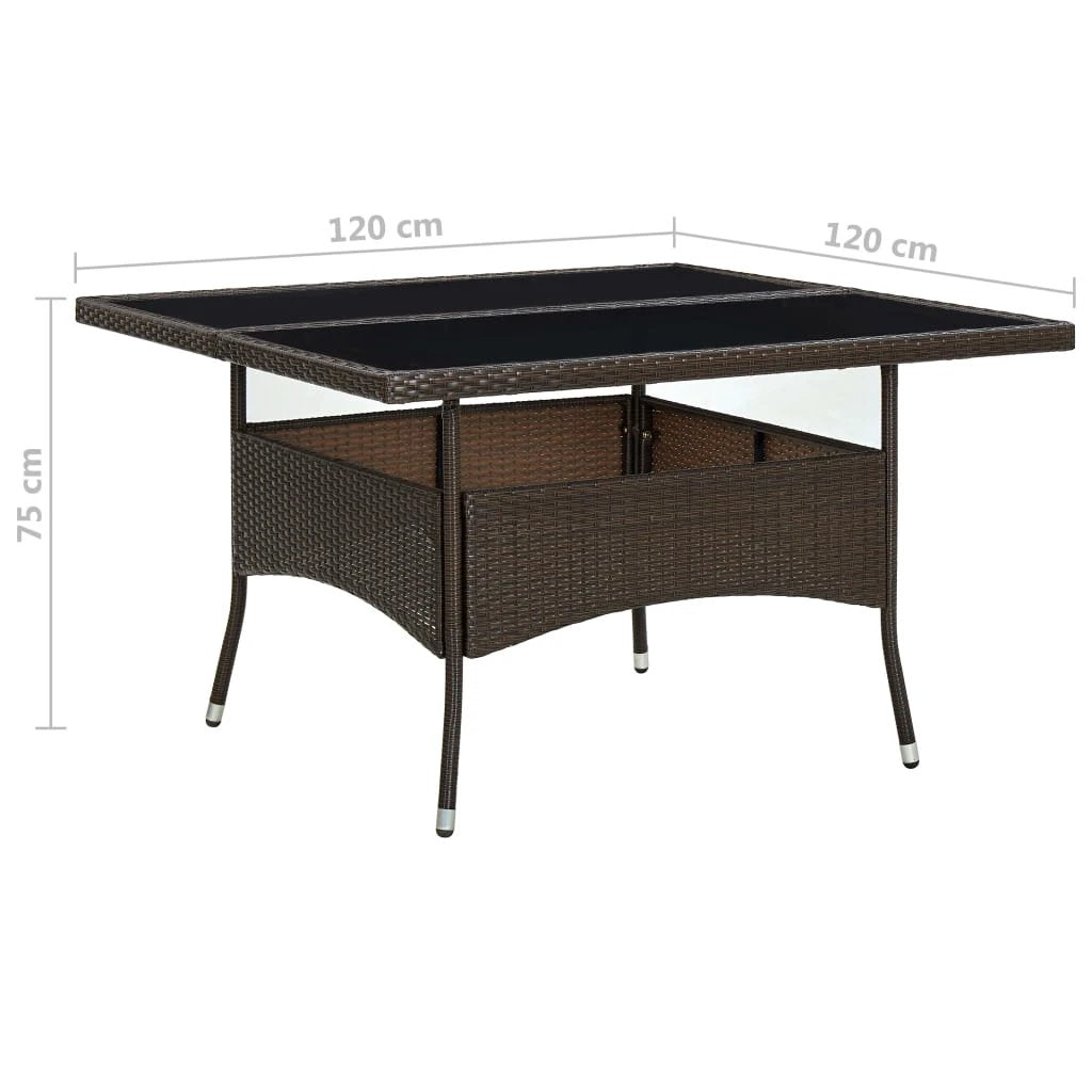 vidaXL Outdoor Dining Table Black Poly Rattan and Solid Acacia Wood by vidaXL