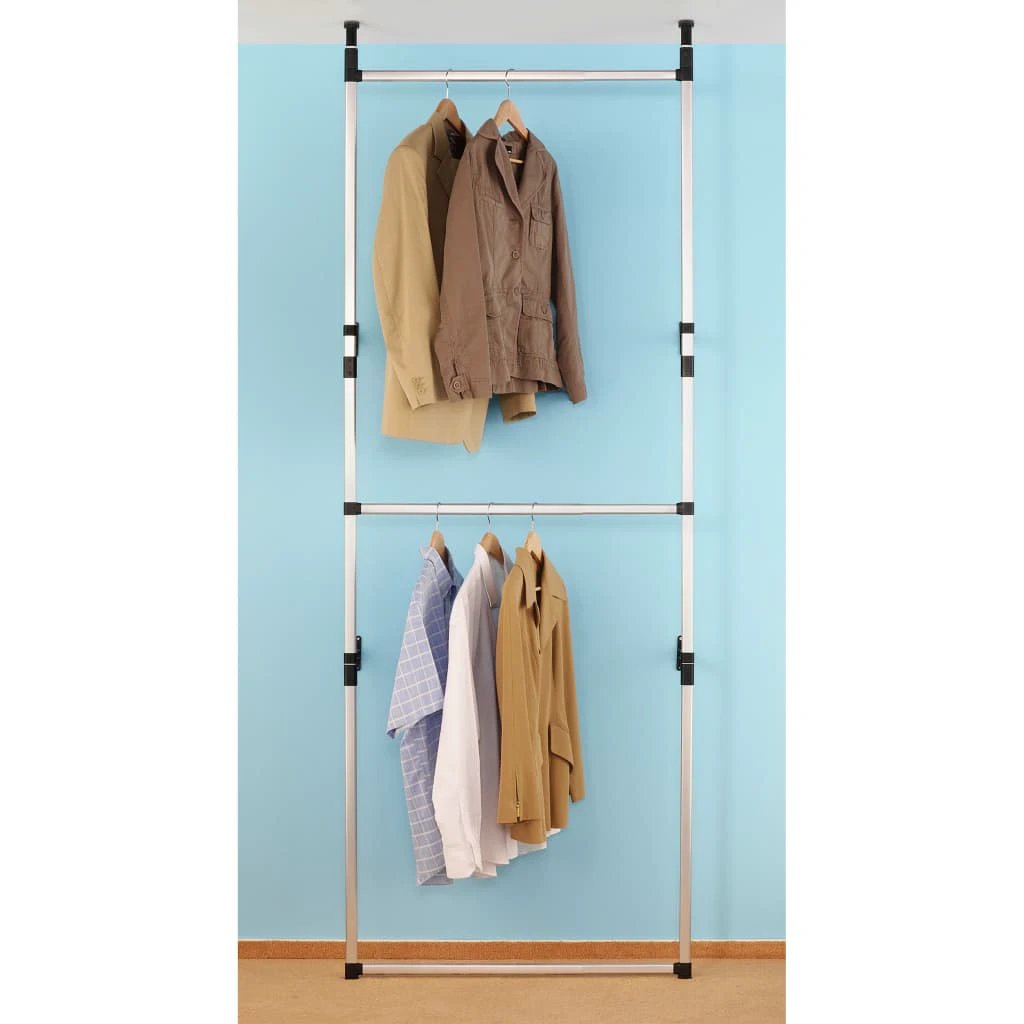 vidaXL Telescopic Wardrobe System with Rods Aluminium -