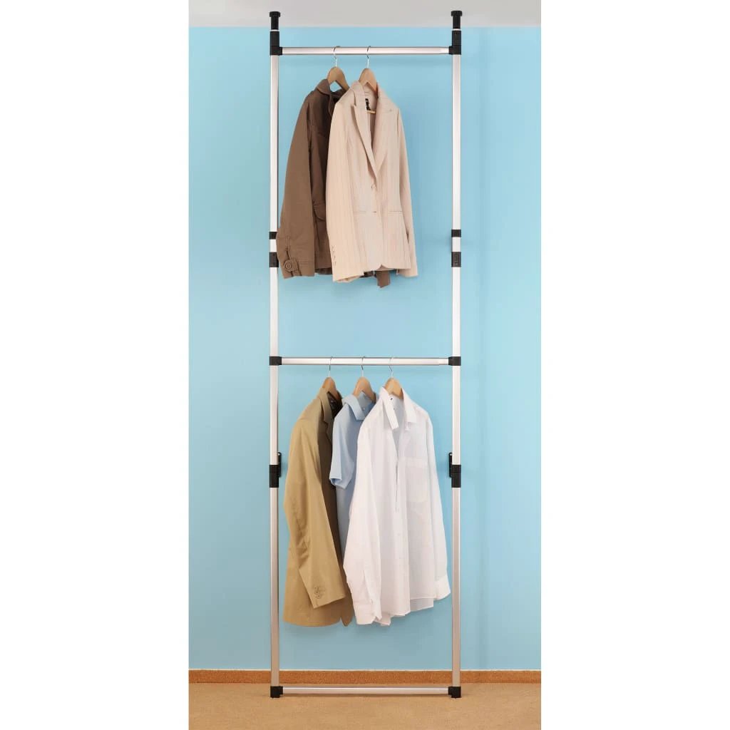 vidaXL Telescopic Wardrobe System with Rods Aluminium -