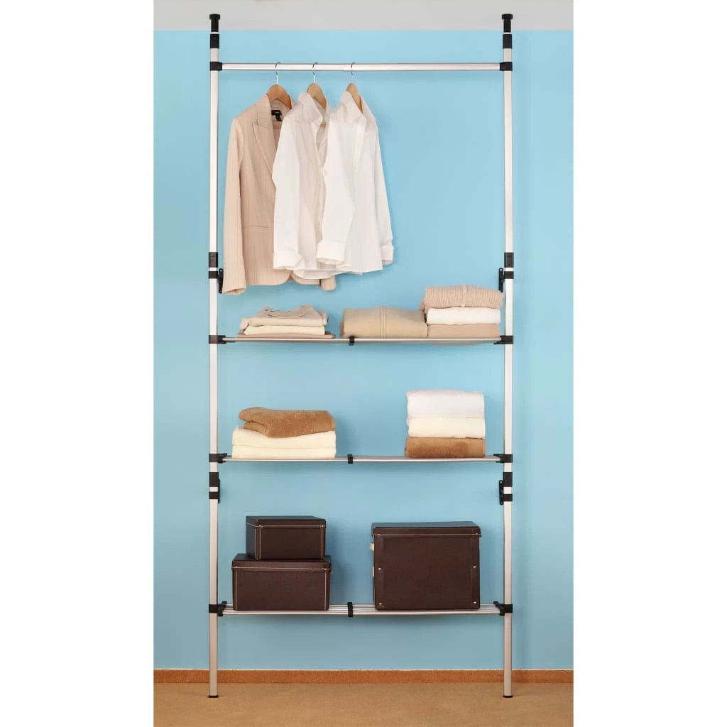 vidaXL Aluminium Telescopic Wardrobe System Adjustable Width Rods - Wardrobe
