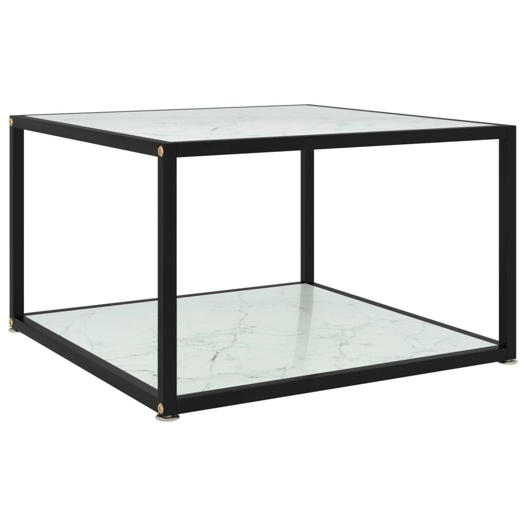vidaXL VidaXL Coffee Table 60x60x35 cm Tempered Glass Two Layer Design With Powder Coated Steel Frame For Living Room - Coffee Table