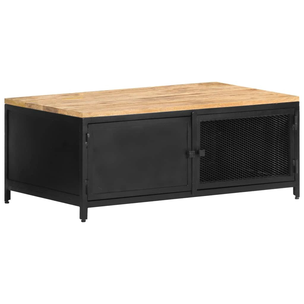 vidaXL Industrial Coffee Table 90x50x37 Cm Solid Rough Mango Wood For Living Room Decor - Coffee Table