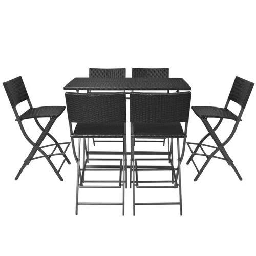 vidaXL vidaXL 7 Piece Folding Outdoor Dining Set Steel Poly Rattan Brown - Garden Set