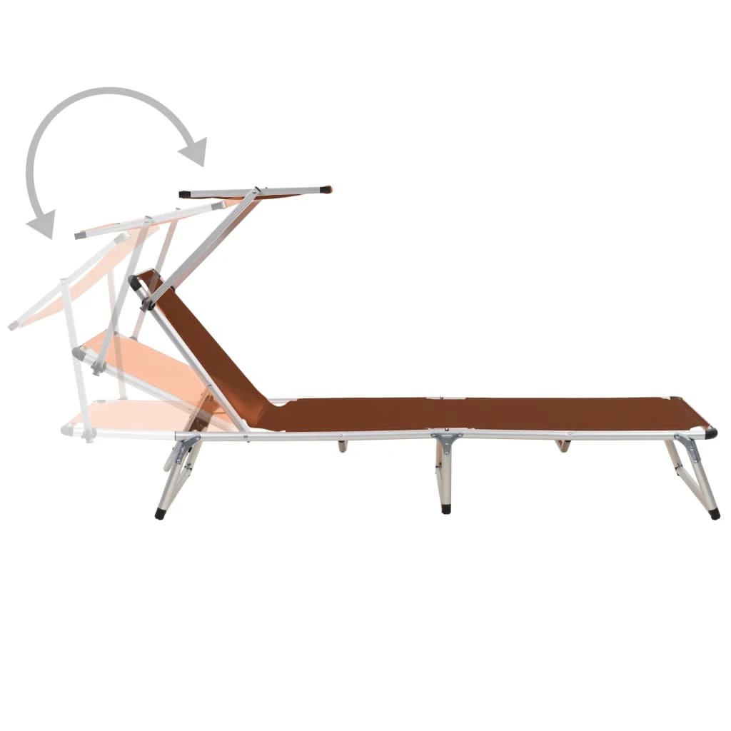 vidaXL vidaXL Folding Sun Lounger with Roof Aluminium and Textilene Blue - Sun Lounger
