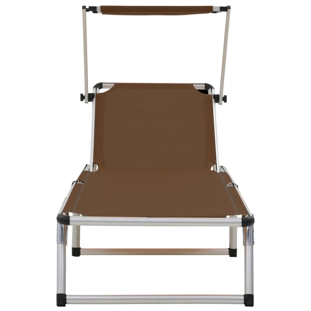 vidaXL vidaXL Folding Sun Lounger with Roof Aluminium and Textilene Blue - Sun Lounger