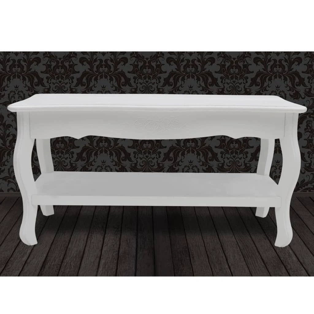 vidaXL Premium White Lacquer 2-Tier Coffee Table Storage - Coffee Table