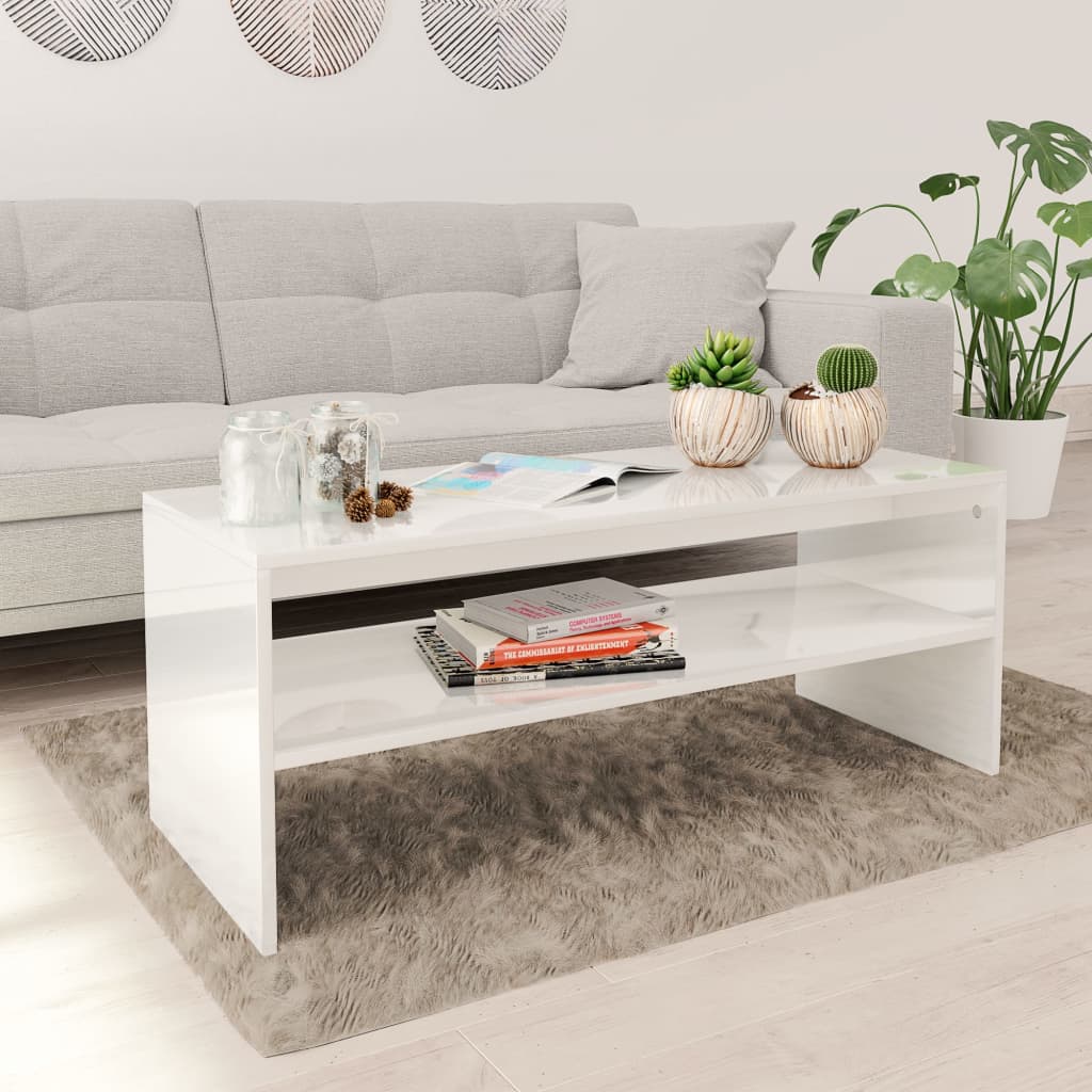 VidaXL Coffee Table 100x40x40 cm Smoked Oak Engineered Wood With Open Shelf Living Room by vidaXL