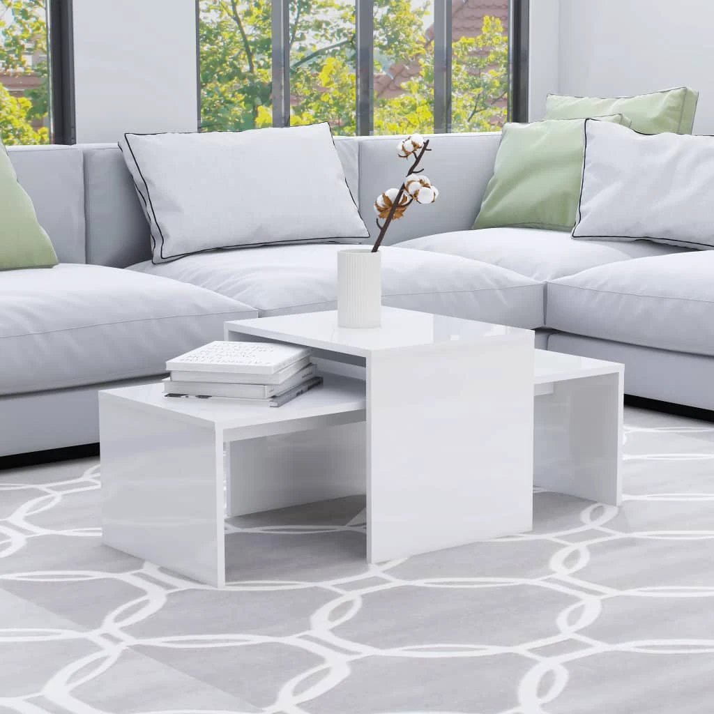 vidaXL vidaXL Coffee Table Set Smoked Oak 100x48x40 cm Engineered Wood Modern Living Room Decor - Coffee Table