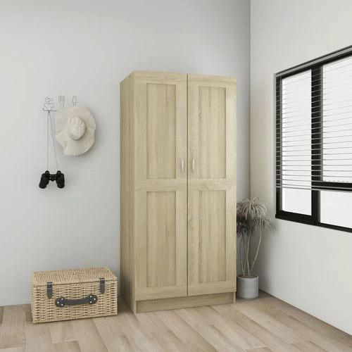 vidaXL vidaXL Engineered Wood Wardrobe 82.5x51.5x180 cm Smoked Oak Finish with Ample Storage for Home Organization - Wardrobe