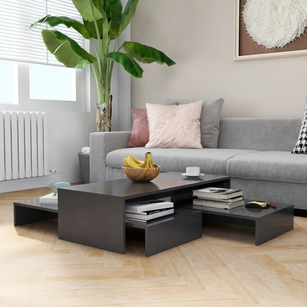 vidaXL Nesting Coffee Table Set 100x100x26.5 cm White Engineered Wood Durable Wide Tabletops For Living Room by vidaXL