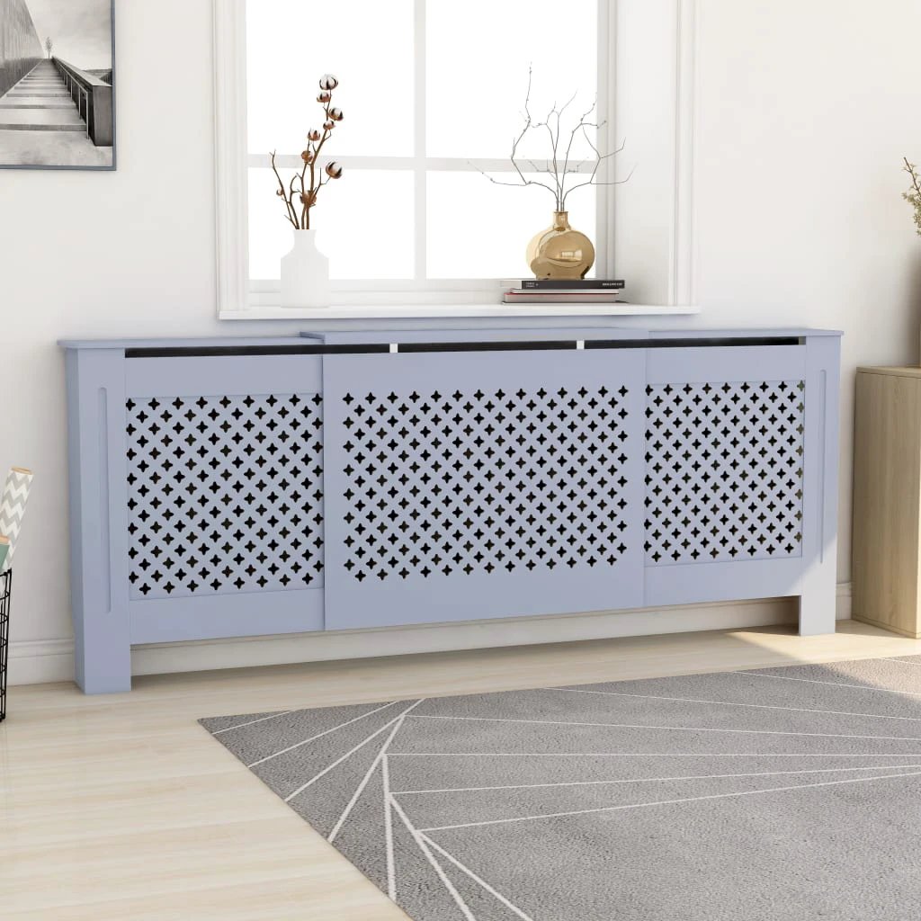 vidaXL VidaXL MDF Radiator Cover White 205 cm Slatted Ventilated Cabinet For Living Room Decor - Radiator