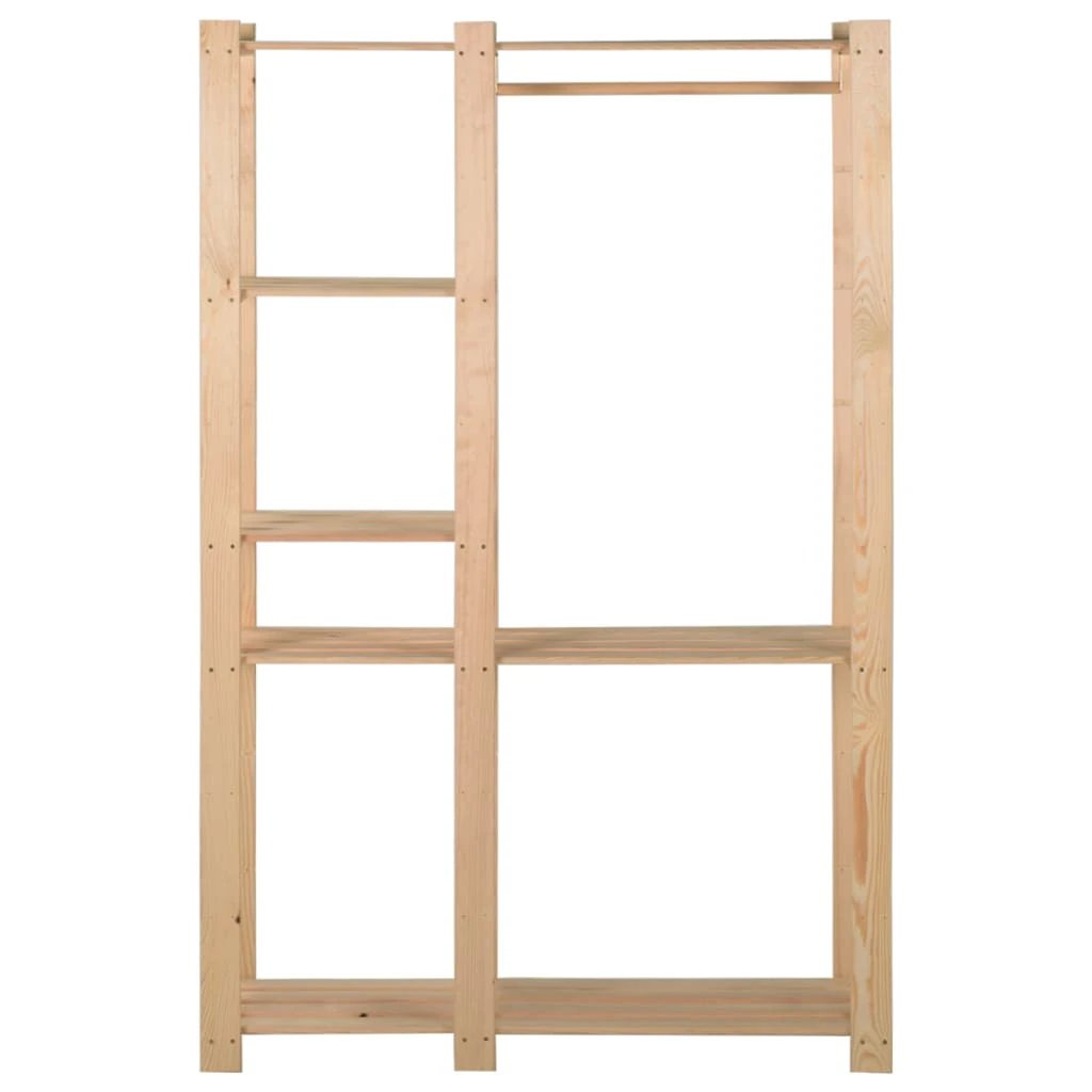 Solid Pinewood Clothes Rack 110x38x170 cm Five Shelves For Bedroom And Cloakroom by vidaXL