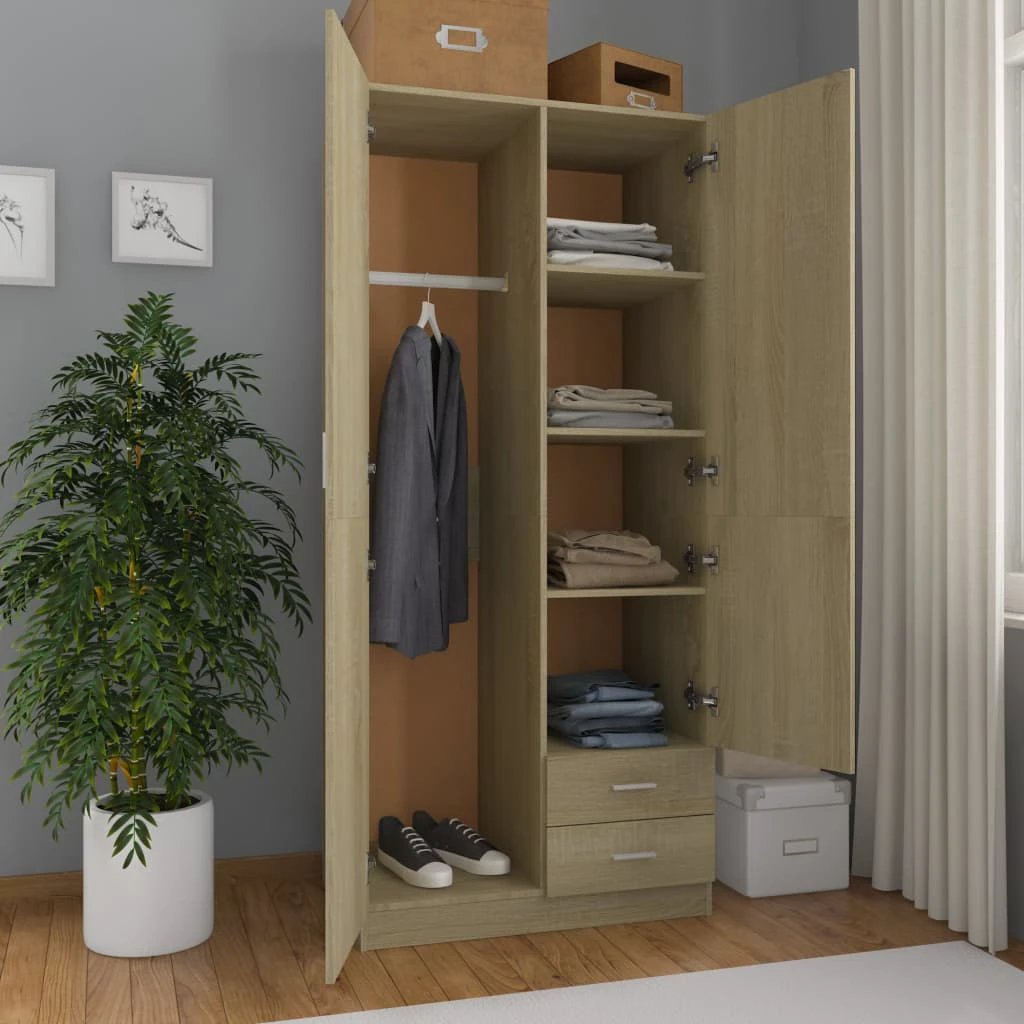 Sonoma Oak Wardrobe 80x52x180 Engineered Wood Bedroom by vidaXL