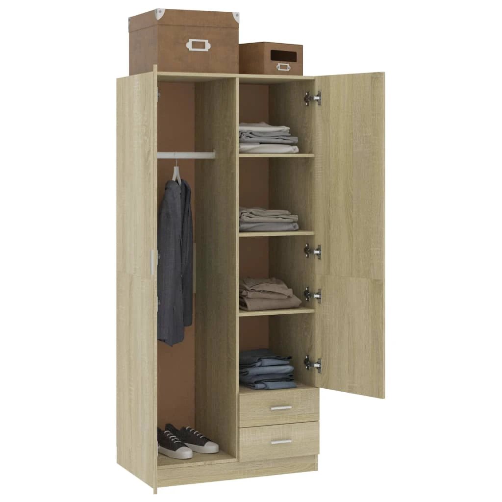 Sonoma Oak Wardrobe 80x52x180 Engineered Wood Bedroom by vidaXL