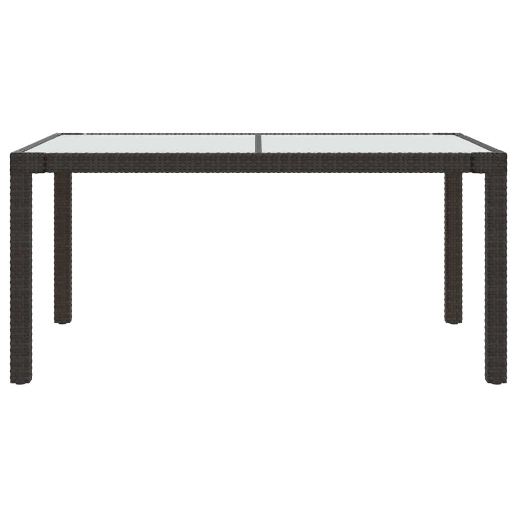 vidaXL vidaXL Garden Table 90x90x75 cm Tempered Glass and Poly Rattan Brown - Garden Table