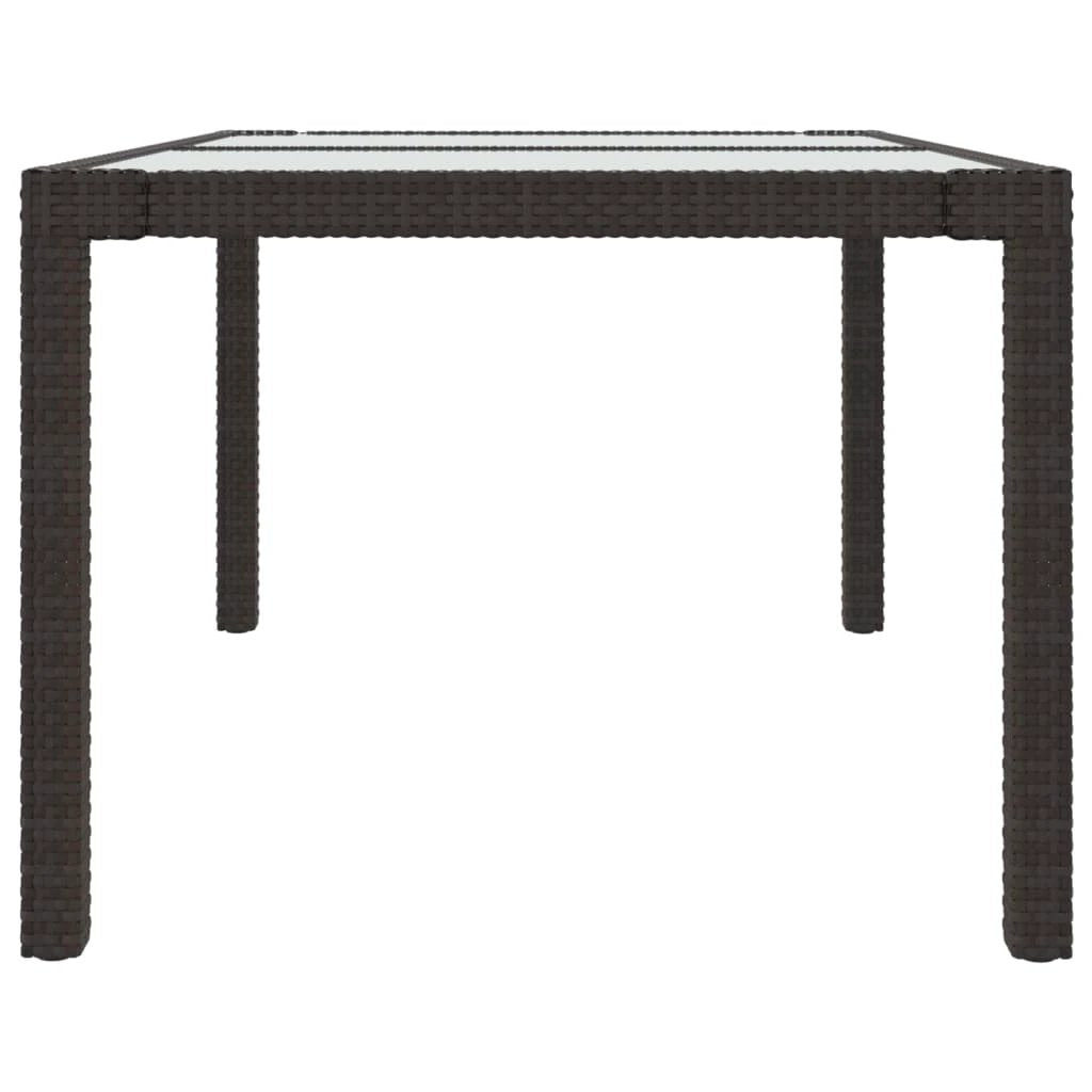 vidaXL vidaXL Garden Table 90x90x75 cm Tempered Glass and Poly Rattan Brown - Garden Table