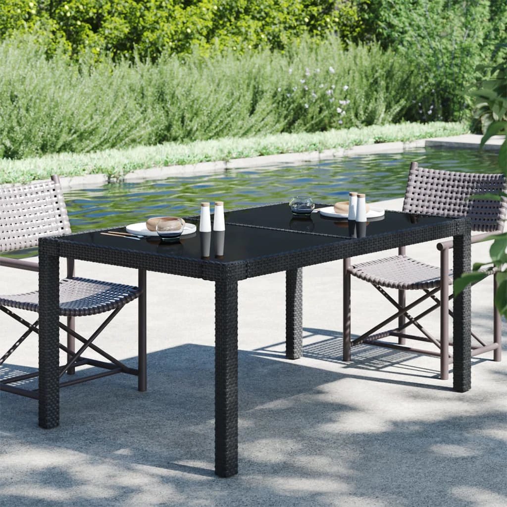 vidaXL Garden Table 90x90x75 cm Tempered Glass and Poly Rattan Brown by vidaXL