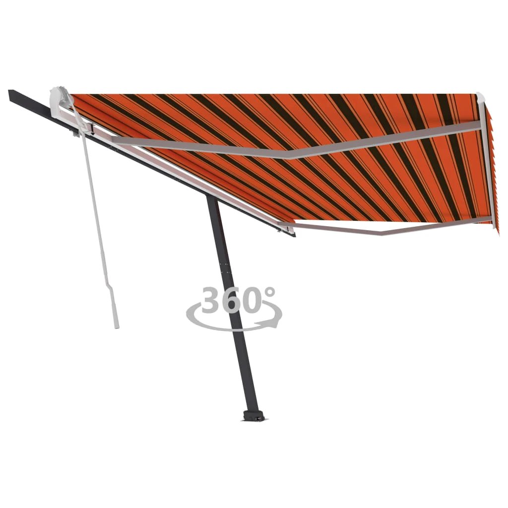 vidaXL VidaXL Freestanding Manual Retractable Awning 300x250 Cm Blue White UV Resistant Outdoor Patio - Cover
