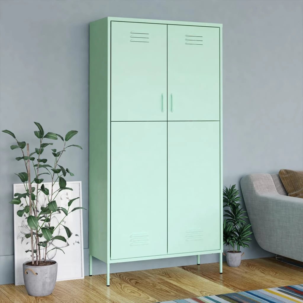 vidaXL Wardrobe Olive Green 90x50x180 cm Steel by vidaXL