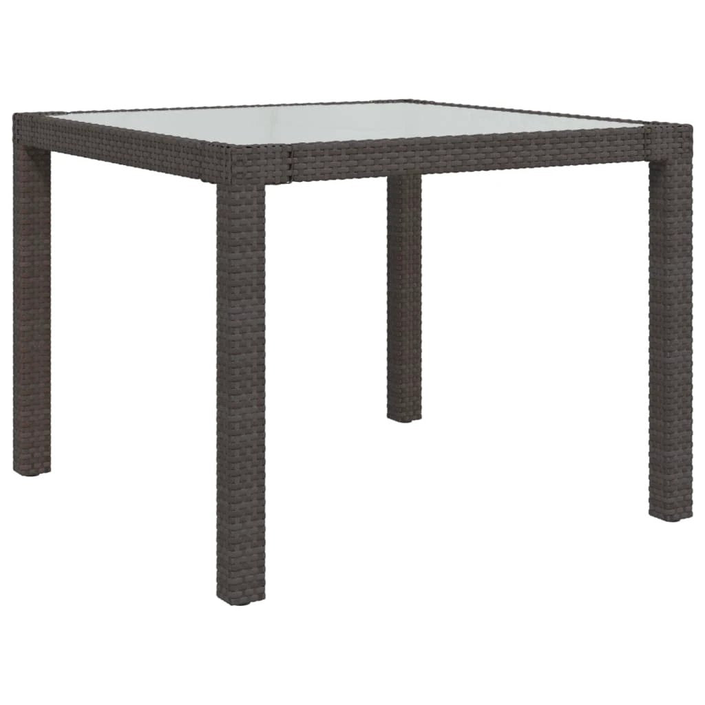 vidaXL Garden Table 90x90x75 cm Tempered Glass and Poly Rattan Brown by vidaXL