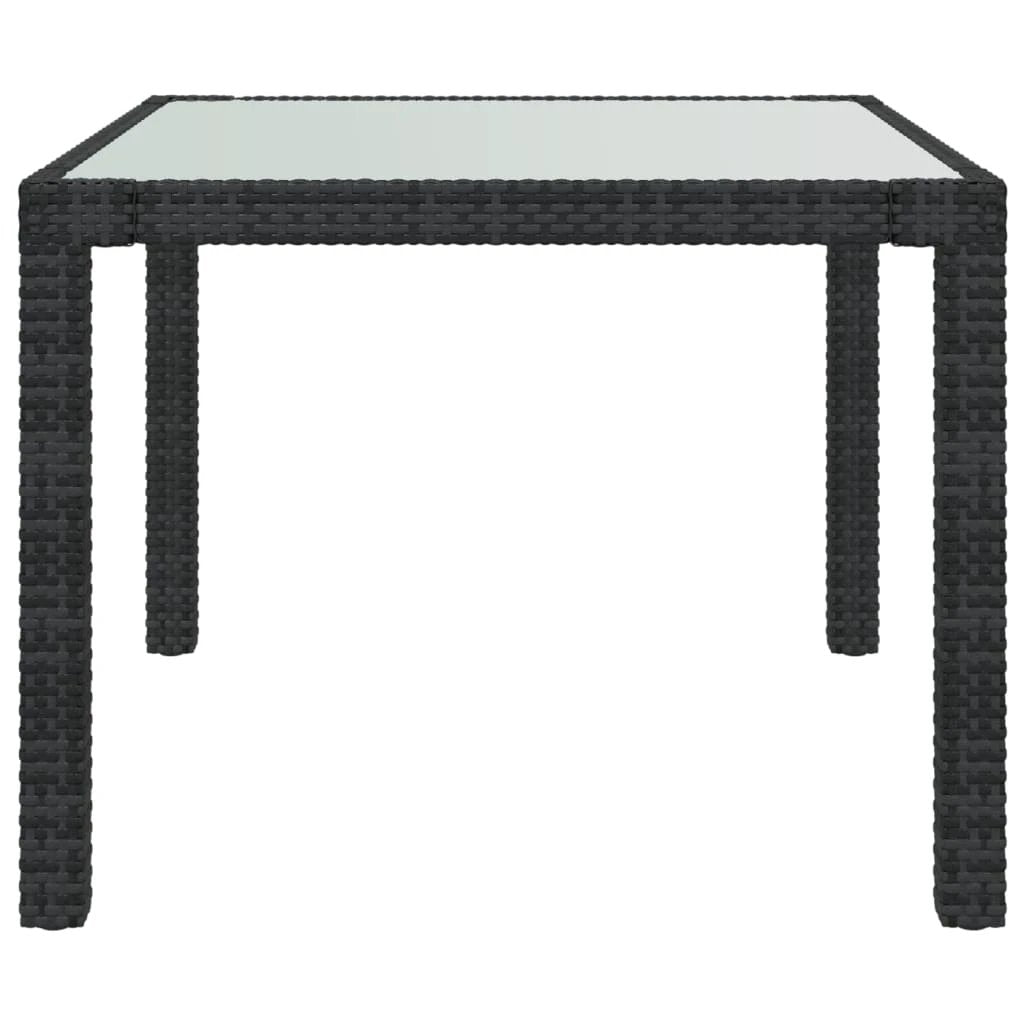 vidaXL Garden Table 90x90x75 cm Tempered Glass and Poly Rattan Brown by vidaXL