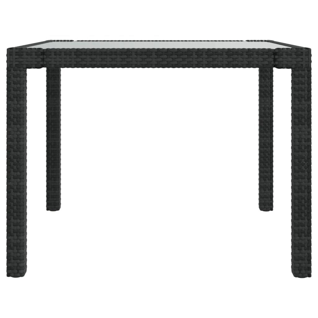 vidaXL Garden Table 90x90x75 cm Tempered Glass and Poly Rattan Brown by vidaXL
