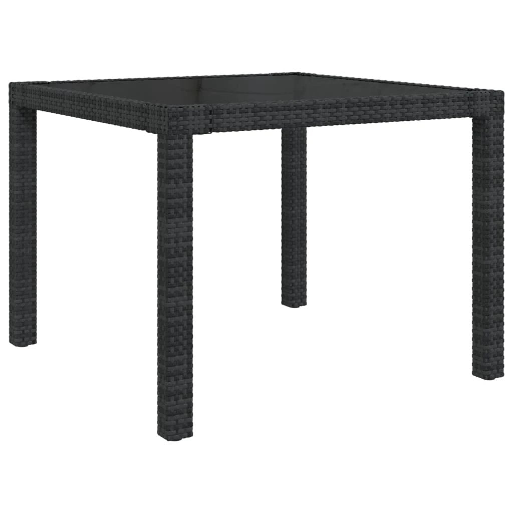 vidaXL vidaXL Garden Table 90x90x75 cm Tempered Glass and Poly Rattan Brown - Garden Table