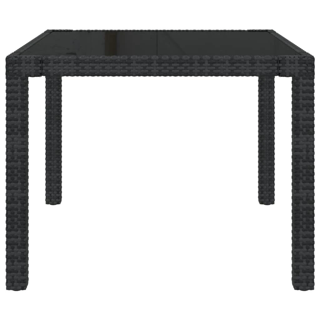 vidaXL vidaXL Garden Table 90x90x75 cm Tempered Glass and Poly Rattan Brown - Garden Table