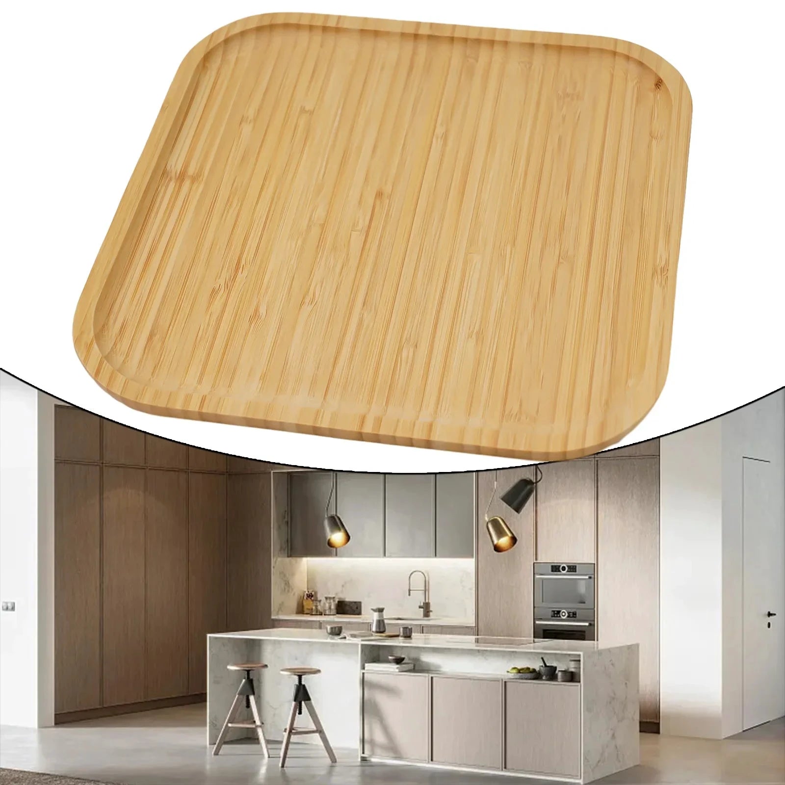 NONE Square Bamboo Serving Tray Kitchen Food Tableware Tray For Dinners Party Tea Bar Wood Coffee Tray Food CupTrays Decorative -