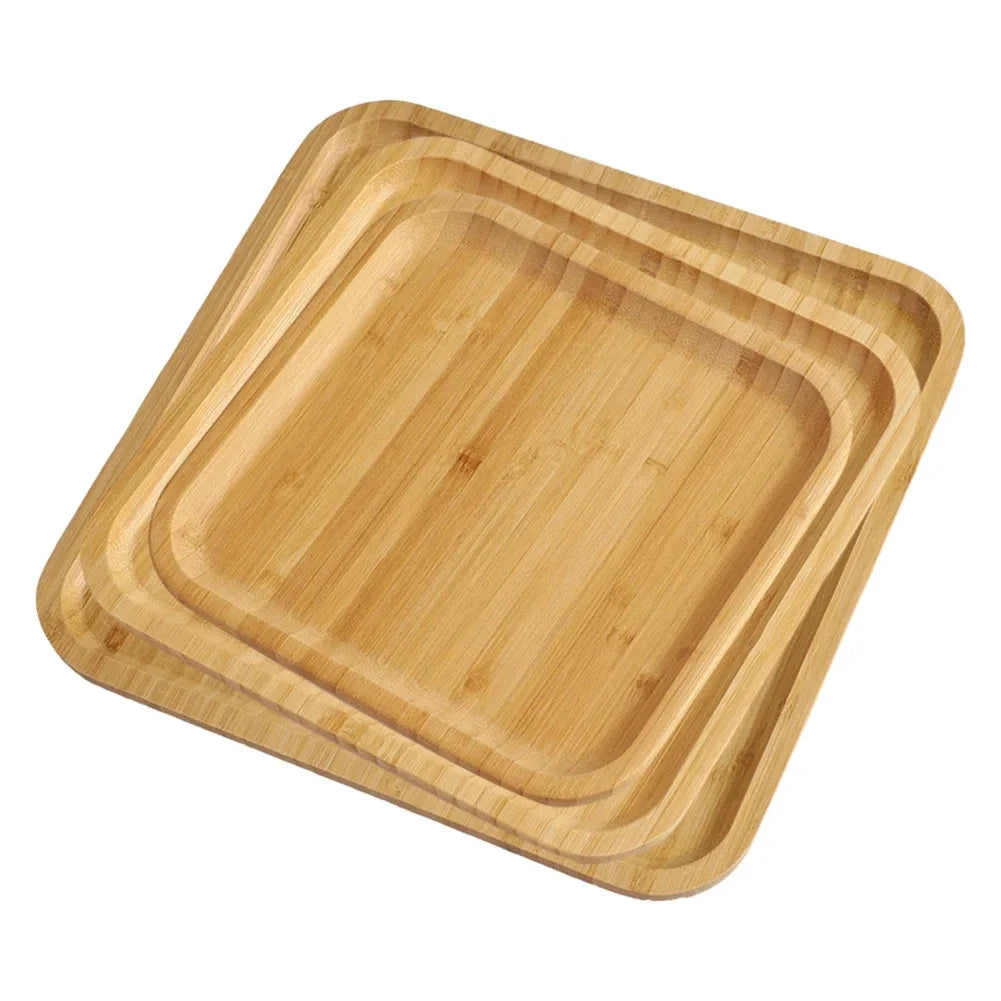 NONE Square Bamboo Serving Tray Kitchen Food Tableware Tray For Dinners Party Tea Bar Wood Coffee Tray Food CupTrays Decorative -