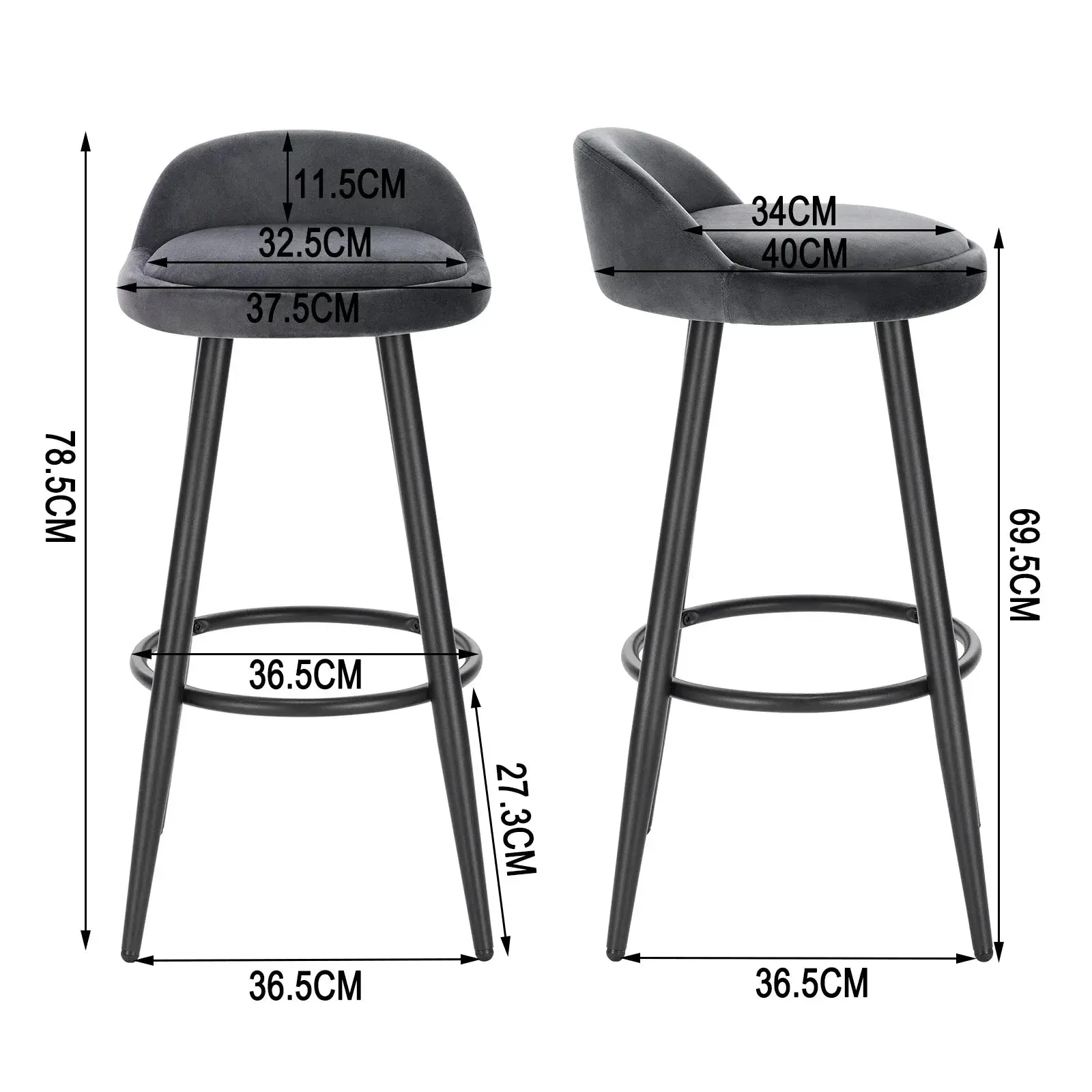 WOLTU Stylish Bar Stool - Adjustable Foot Pads & Comfortable Velvet Seat - Modern Design - Bar Stool