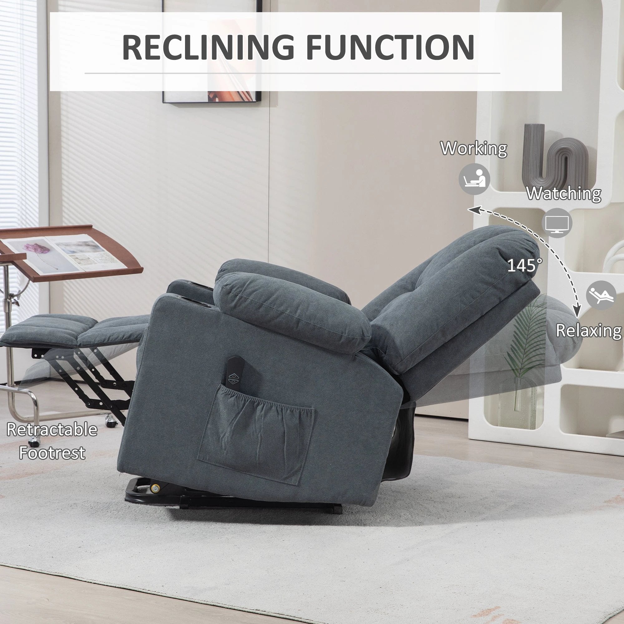 HOMCOM Riser and Recliner Chair w/ Remote, Lift Chair for Elderly, Light Grey by HOMCOM